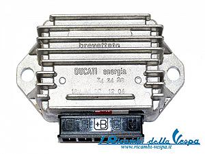Regulador de tensión DUCATI 12V/16A - c.a./c.c. (placa de bornes negra) para Vespa 125/150/200 PX-PE Arcobaleno 