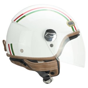 Casco CGM 109I Globo Italia bianco verde rosso con visiera lunga 