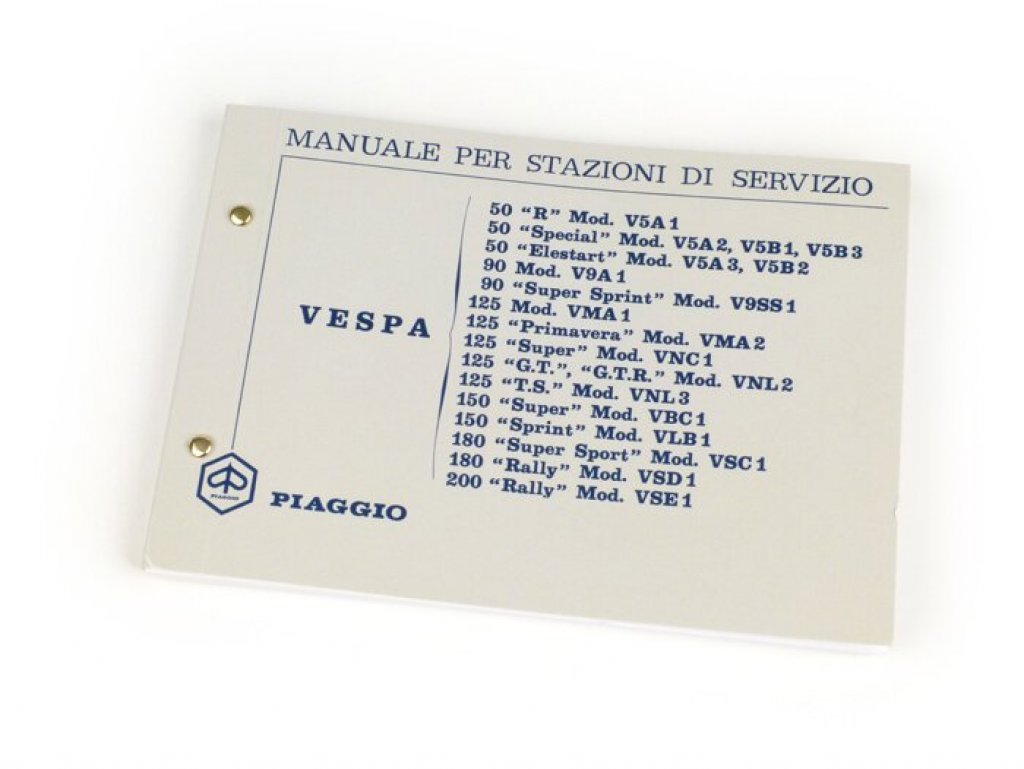 Manuale stazioni di servizio per  per Vespa 50-125/PV/ET3125 GT-TS/150 GL/GS VS5T/Sprint/V/T4/Rally 